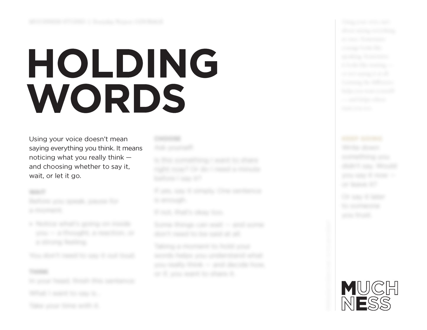 Holding Words